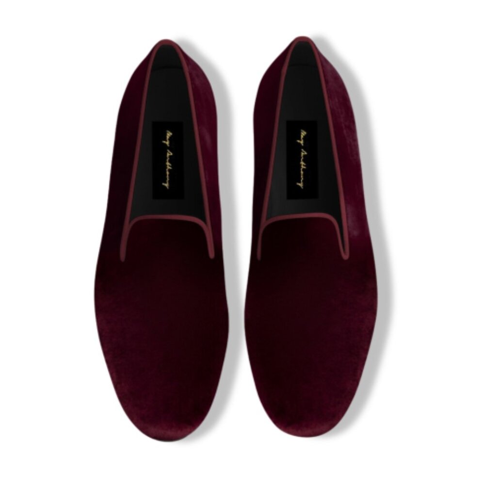 May Anthony Plain Jane Velvet Loafer - Maroon